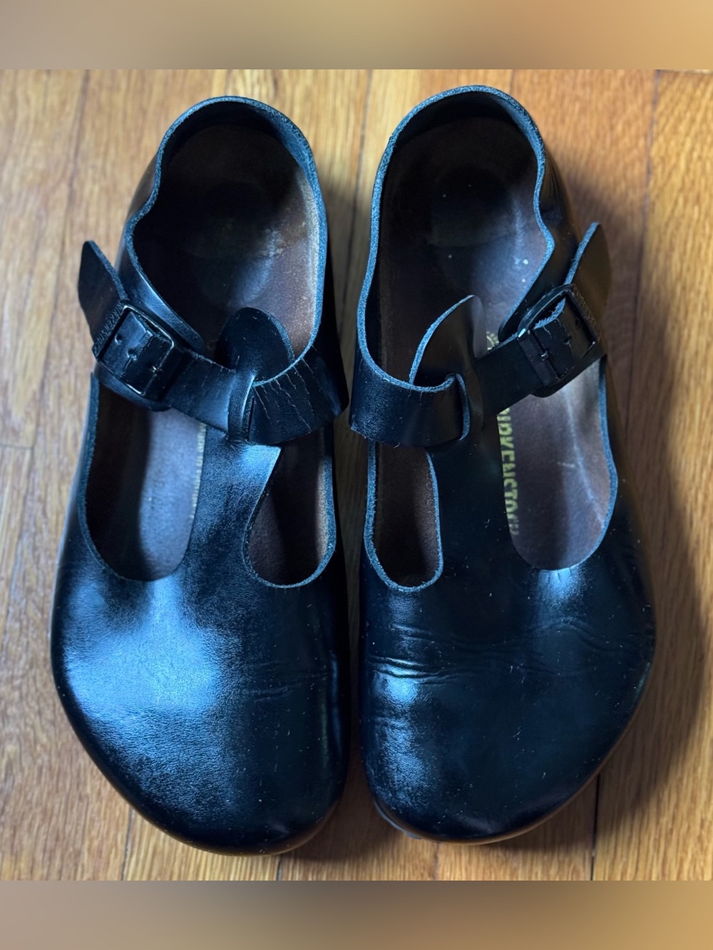 Rare Birkenstock 40 Paris Black Leather Shoes T Strap Mary Janes EU 40 US 9 9.5